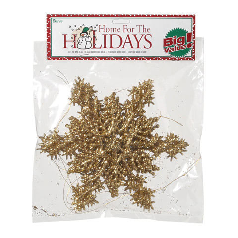 6.5 Inch Glitter Christmas Ornament Set Gold Snowflakes N274-FC01359668