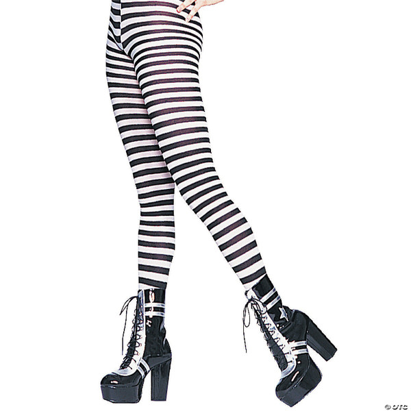 TIGHTS STRIPED BLACK WHITE N274-MR01UA900BW