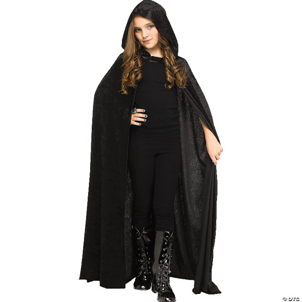 Kids Black Hooded Velour Cape Costume Accessory N274-MR01FW90972K