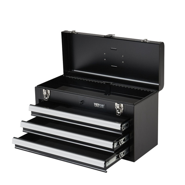 Metal Tool Box, 20.5-inch, Portable Metal Tool Box with 3 Drawers, Small Tool Chest with EVA Liners E415-CTSBXSGJX20ICW9DQV0