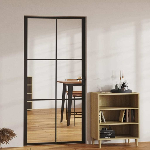 Interior Door ESG Glass and Aluminum 40.4"x79.3" Black A949-151205