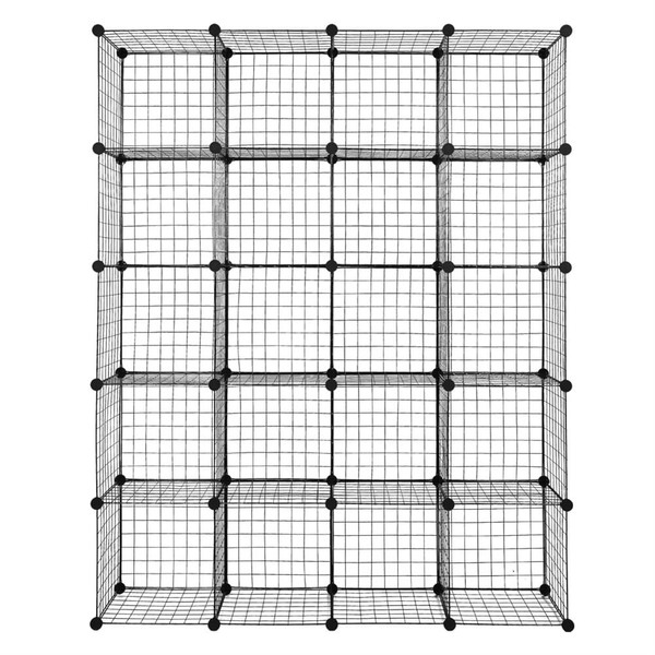 US Diy 20-cube Storage Rack Organizer Wire Mesh Storage Shelves Bookshelf Black K484-PHO_0W8SX3X9_US