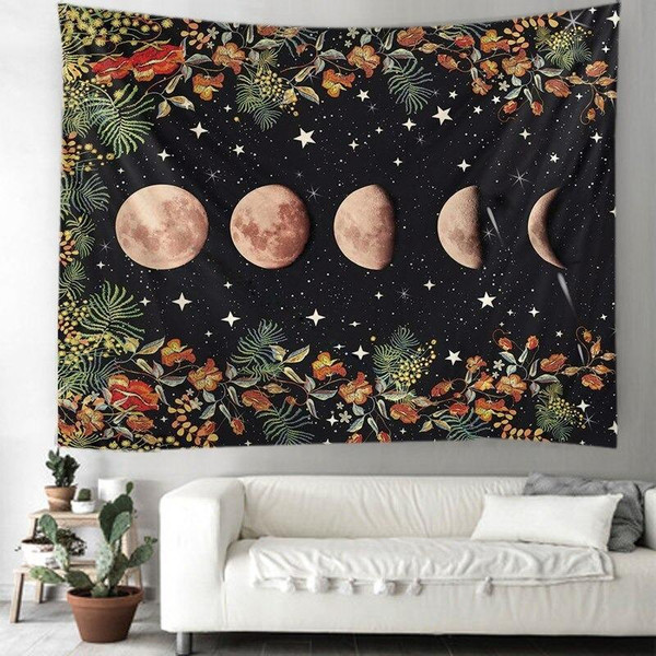Color: As shown, Size: 200x150CM - Printed Face Of The Moon Tapestry Multifunctional Tapestry Sitti Q119-CJCL118641904DW