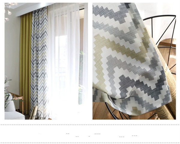 Color: Yellow printing, style: Whole - Printed curtain cloth Q119-CJJJJFCL00584-Yellow printing-Whole