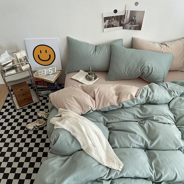 Pattern: Matcha Khaki, Size Specification: 1.8M Flat Sheet - Simple Colorblock All-matching Washed  Q119-CJCS211838222VE