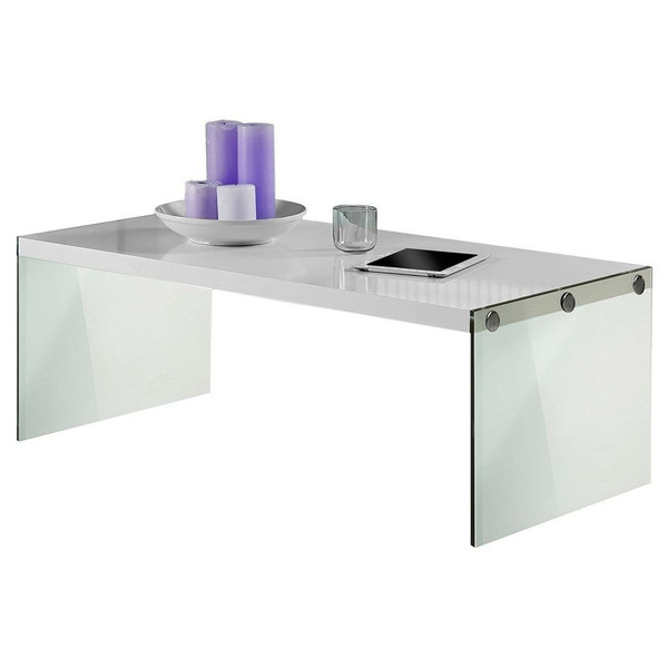 White Modern Rectangular Coffee Table with Tempered Glass Legs Q280-WMCT518581