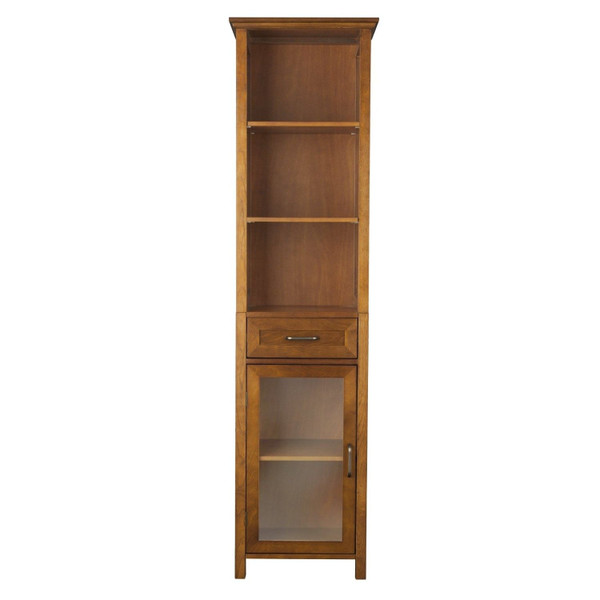 Oak Finish Bathroom Linen Tower Storage Cabinet with Shelves Q280-EAKC12941