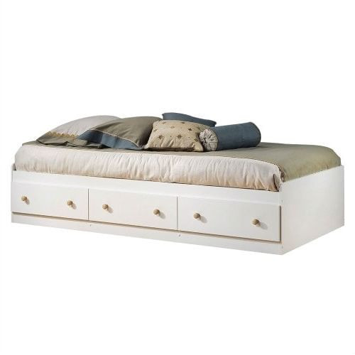 Twin size White Wood Platform Bed Daybed with Storage Drawers Q280-TCDBW51981