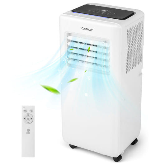 8000 BTU Portable Air Conditioner with Remote Control and LED Digital Display-White - Color: White D681-FP10578US-WH