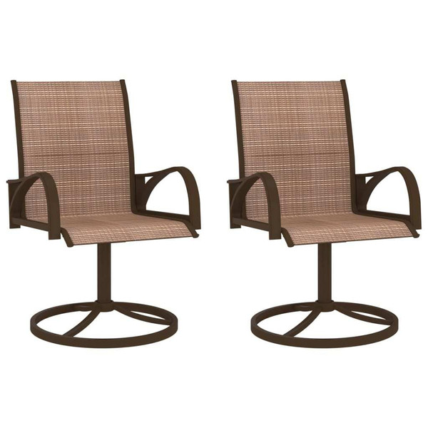 Garden Chair Set of 2 Brown Textilene, Powder-Coated Steel A949-312278