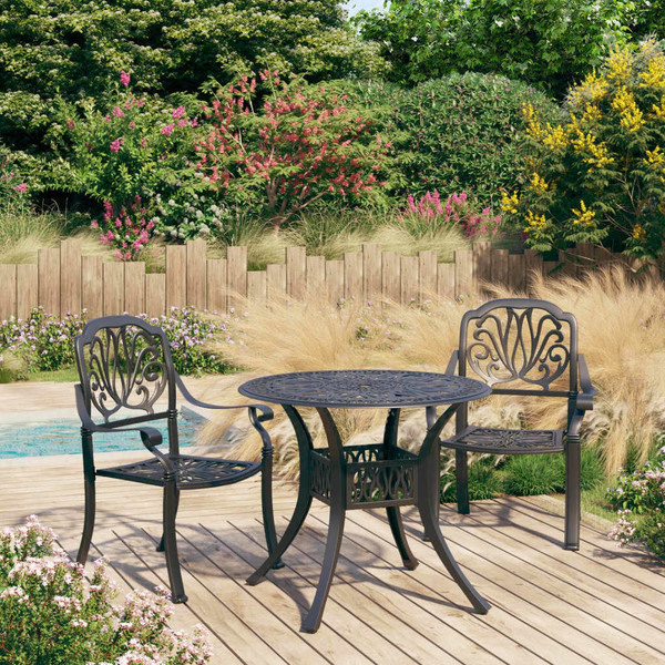 Bistro Set Black Cast Aluminum Standard Durable Bistro Set A949-3070575