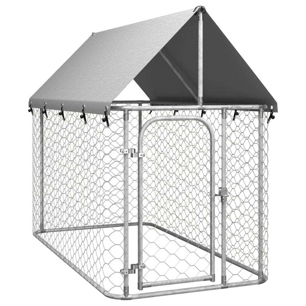 Dog Kennel Silver Galvanized steel, Polyethylene A949-171496