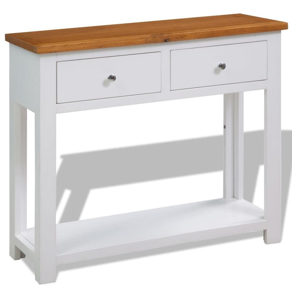 Console Table Brown and white Solid oak, solid acacia, MDF Compact A949-247124