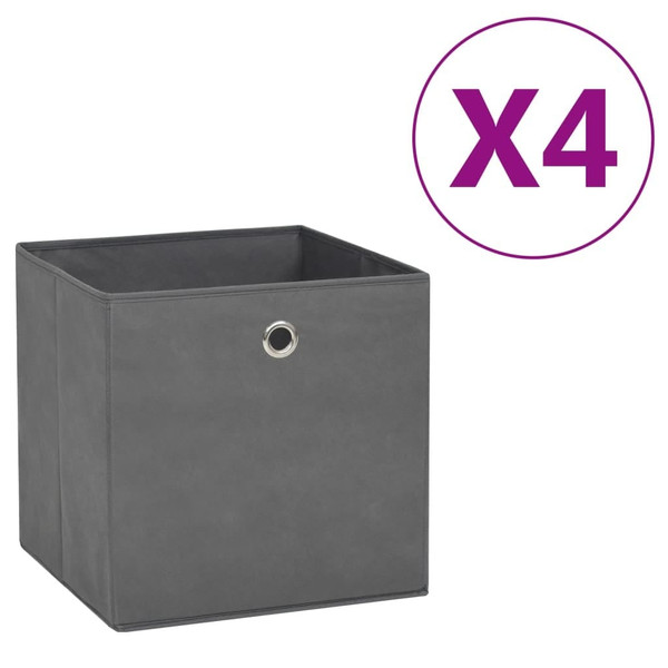 Storage Box Set of 4 Gray Non-woven fabric 11.0x11.0x11.0 in A949-325191