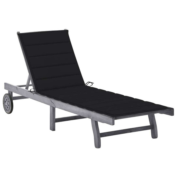 Sun Lounger Grey Solid acacia wood Standard A949-3061366
