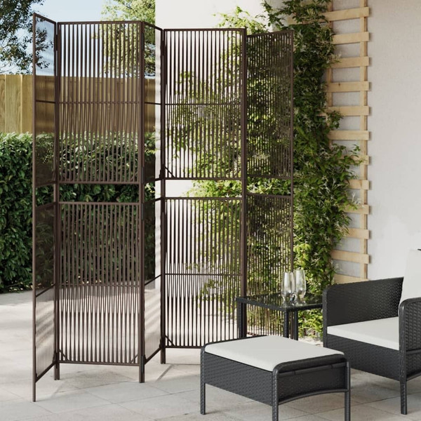 Room Divider 6 Panels Brown Poly Rattan A949-365401