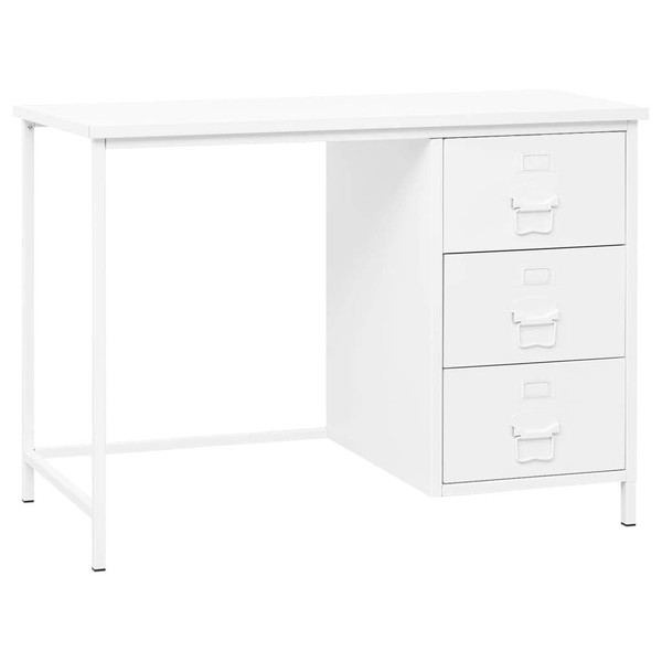 Desk White Steel Medium Desk Rectangular Industrial A949-339635