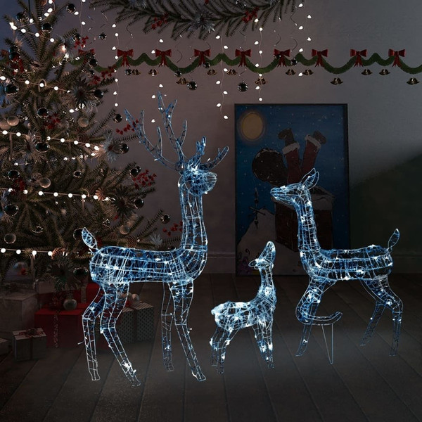 Reindeer Family Cool White Acrylic Large Decorative Inlays A949-329794