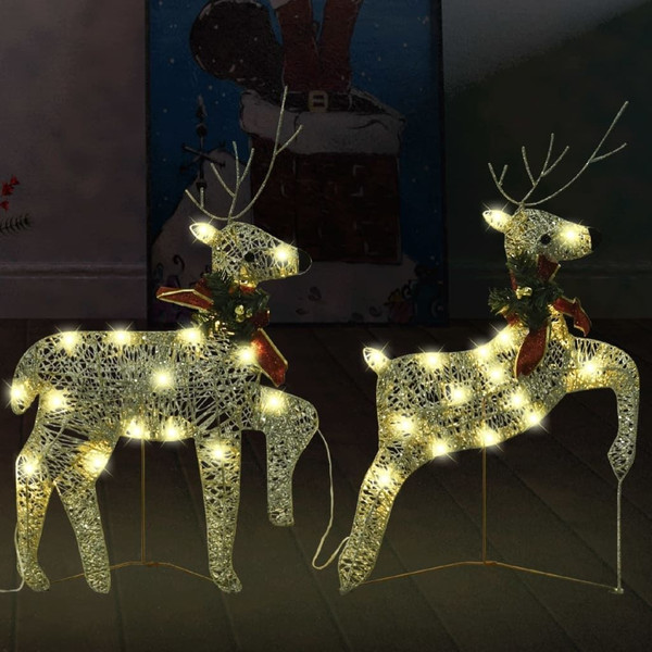 Christmas Reindeer Set of 2 Gold Mesh Medium Christmas Reindeer A949-342683