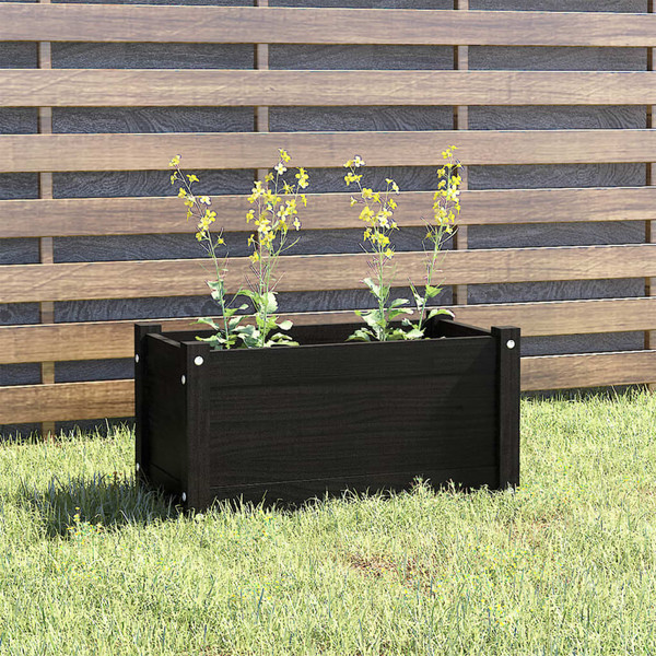 Garden Planter Black Solid pinewood 23.6 x 12.2 x 12.2 in Durable A949-810712