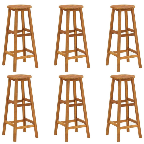 Bar Stool Set of 6 Solid acacia wood Standard Footrest A949-310287