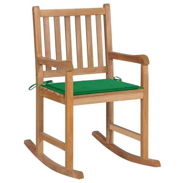 Rocking Chair Natural Teak, Green Cushion A949-3062762