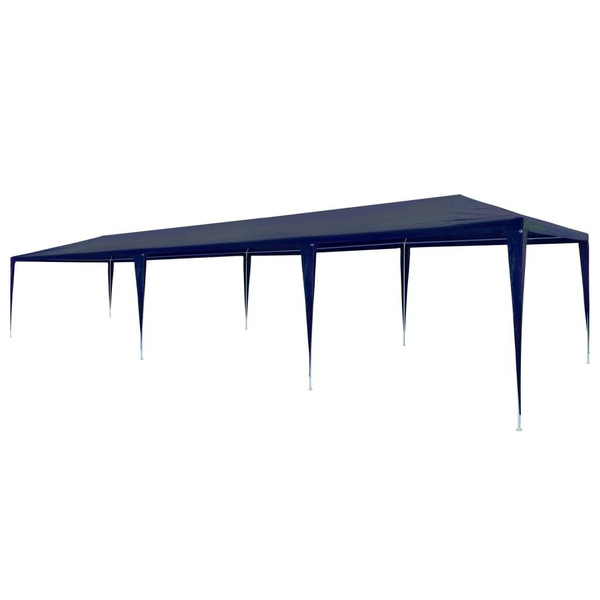 Party Tent Blue Polyethylene Roof and Steel Frame 10x30 ft A949-45084