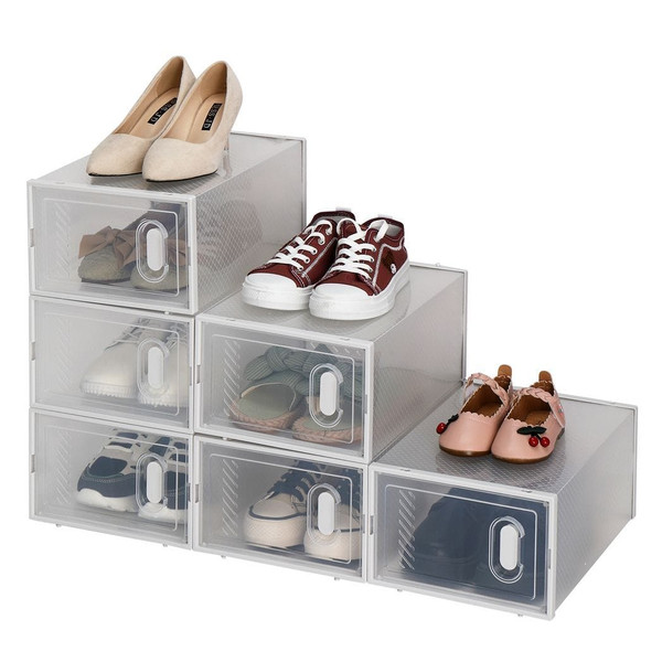 Shoe Storage Boxes 6 Pack Clear Plastic Stackable - White T575-S0671267129
