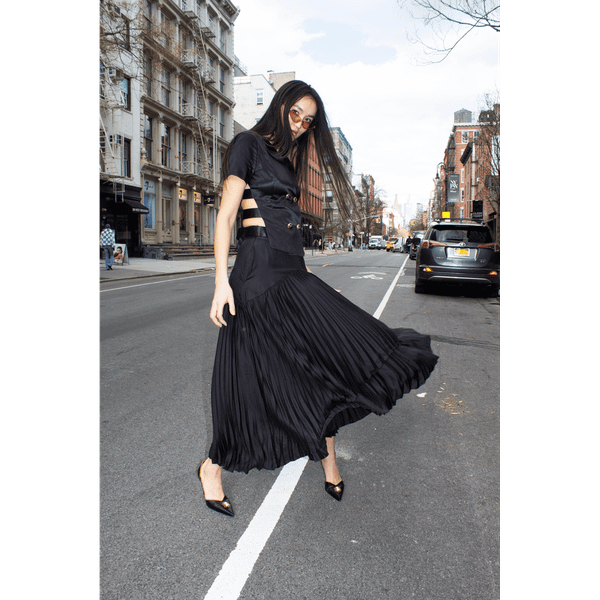 Maryanne Black Pleated Skirt T575-V0671384293