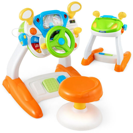 Kids Steering Wheel Pretend Play Toy Set with Lights and Sounds - Color: Multicolor D681-TM10028