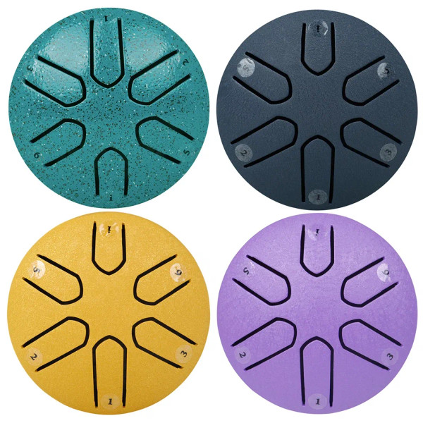 Color: Eggplant - 3 Inch 6-Tone Steel Tongue Drum Mini Hand Pan Drums with Drumsticks Percussion Mu F640-12000033327737403
