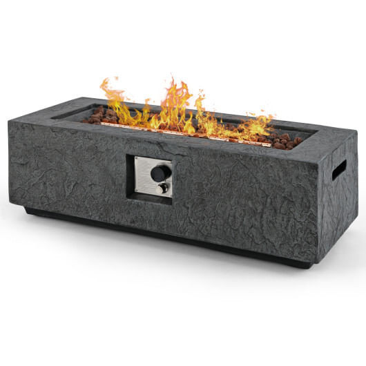 42.5 Inch 50000 BTU Fire Pit Table Set with Stainless Steel Burner - Color: Gray D681-NP12082