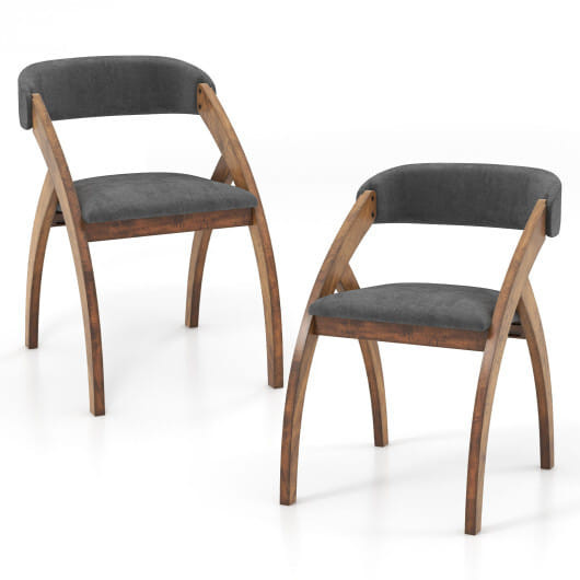 Dining Chair Set of 2 with Padded Cushion and Curved Back for Living Room-Walnut - Color: Walnut D681-KC57145WN