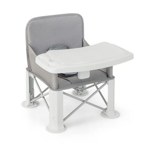 Portable Baby Booster Seat with Straps and Double Tray-Gray - Color: Gray D681-AD10024GR