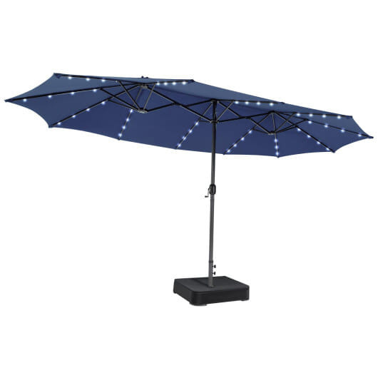 15 Feet Double-Sided Patio Umbrella with 48 LED Lights-Navy - Color: Navy - Size: 15 ft D681-NP10247NY