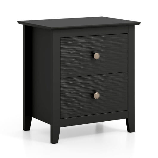 Modern Nightstand with 2 Drawers for Small Spaces-Black - Color: Black D681-HU10822BK