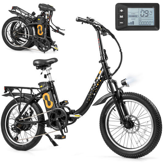 Folding Electric Bicycle for Adults with 20-Inch Fat Tires Snow E-Bike - Color: Black - Size: 20 in D681-SP38245US