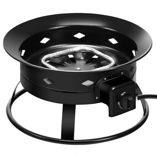 58 000BTU Firebowl Outdoor Portable Propane Gas Fire Pit with Cover and Carry Kit - Color: Black D681-OP3902