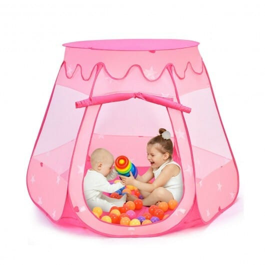 Pink Portable Kid Play House Play Tent with 100 Balls - Color: Pink D681-OP2973