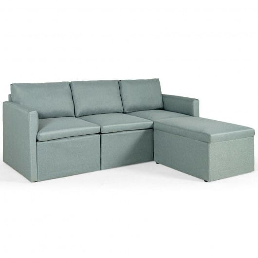 Convertible L-Shaped Sectional Sofa Couch with Reversible Chaise-Green - Color: Green D681-HW67558GN+