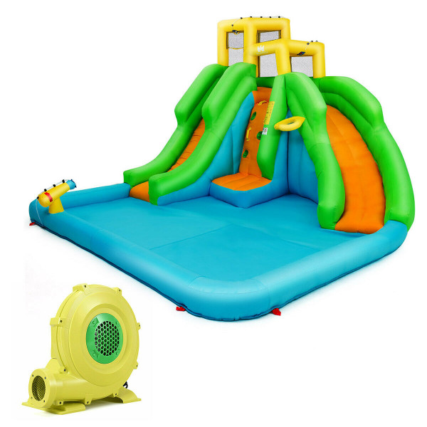 Kids Inflatable Water Park Bounce House with 480W Blower - Color: Green D681-OP70146