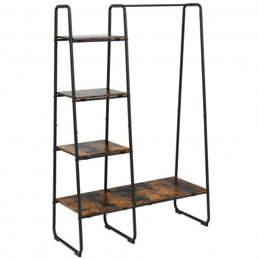Clothes Rack Freestanding Storage Tower with Hanging Bar-Black - Color: Black D681-HW66162BK
