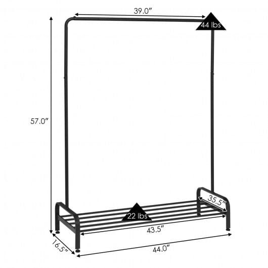 Heavy Duty Clothes Stand Rack with Top Rod and Lower Storage Shelf B593-HW65709