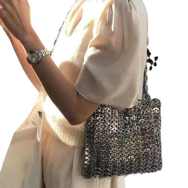 Color: Sequins Low - Shiny Pearl Sequins Hand-woven Dumpling Bag Mobile Phone Underarm Crossbody Bag Q119-CJNS200157802BY
