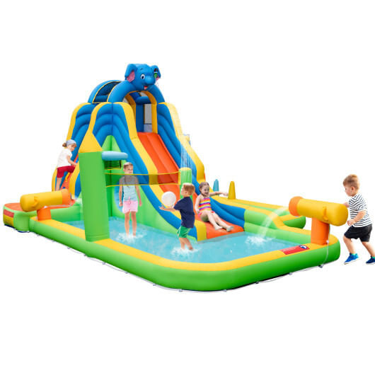 Inflatable Water Slide with Splash Pool and Climbing Wall for Oudoor Indoor without Blower - Color: D681-NP11236