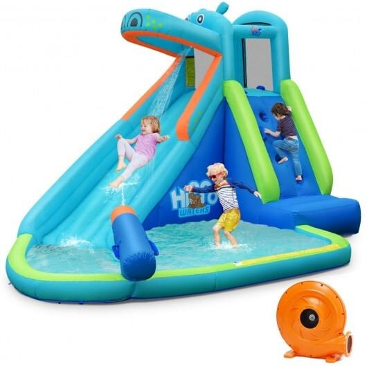 Hippo Inflatable Water Slide Bounce House with 740W Blower B593-OP70148