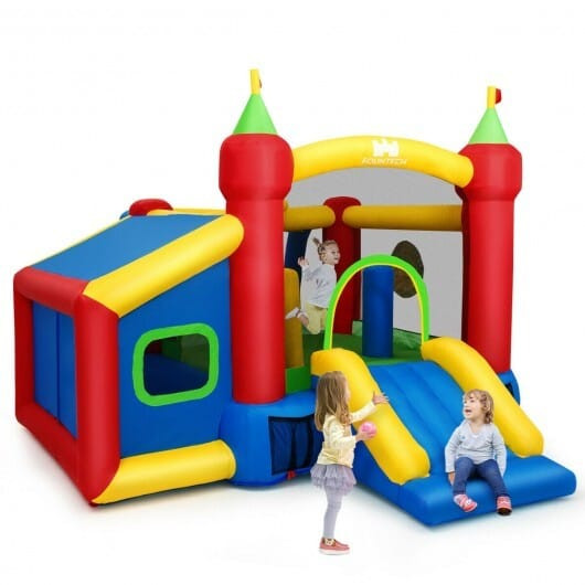 Inflatable Bounce House Kids Slide Jumping Castle without Blower - Color: Multicolor D681-OP3830