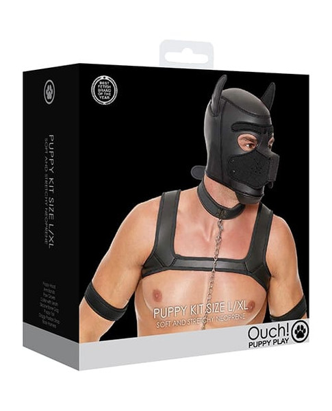 Shots Ouch Puppy Play Complete Kit - LXL Black X615-SHTOU714BLKXL