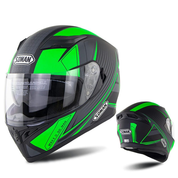 Full Face Motorcycle Helmet Sun Visor Dual Lens Moto Helmet Fluorescent green acceleration_XL K484-PAU_0BAZWMGN