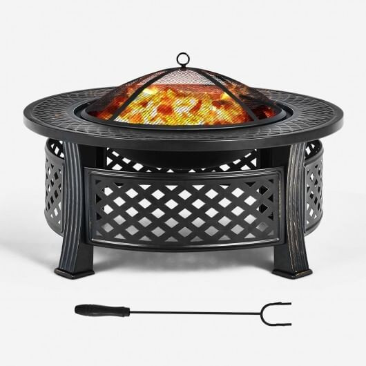 Outdoor Fire Pit with BBQ Grill and High-temp Resistance Finish B593-JV10178
